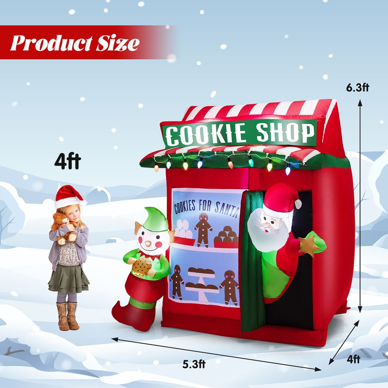6.3-Foot Inflatable Gingerbread Cookie Shop with Santa Clause product image