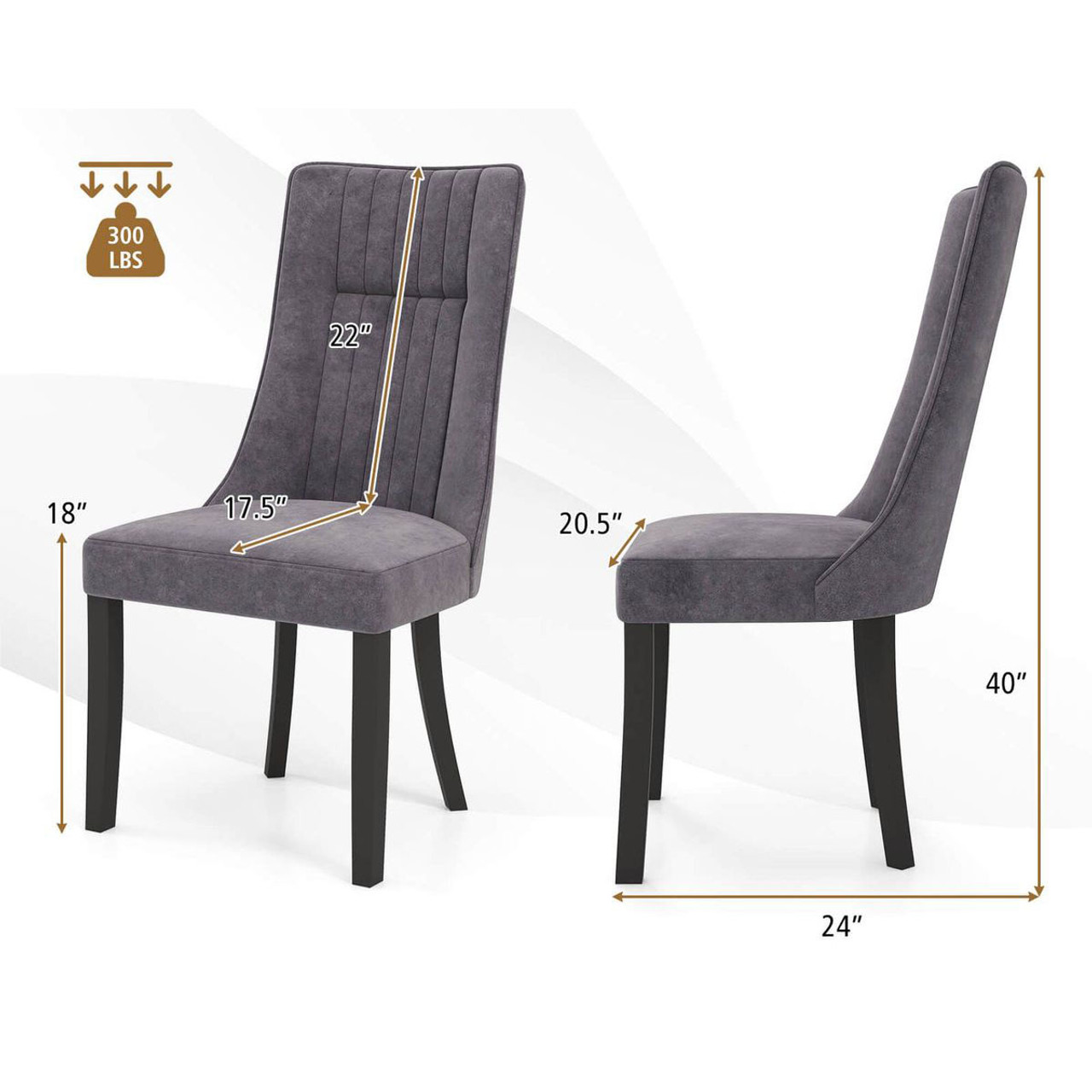 Channel Tufted Dining Chairs with High Backrest (Set of 2/4) product image