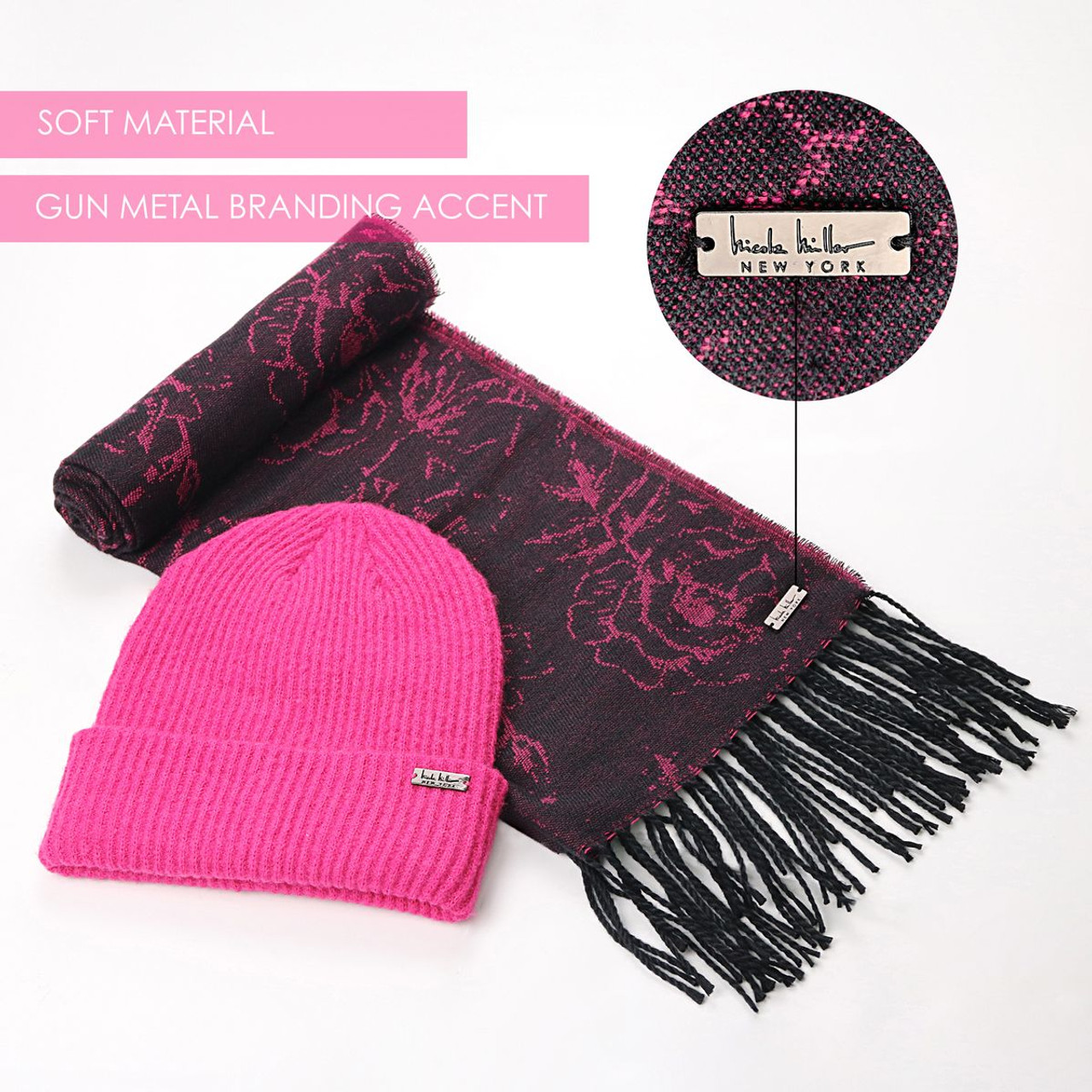 Nicole Miller New York Hanging Scarf and Beanie Set product image