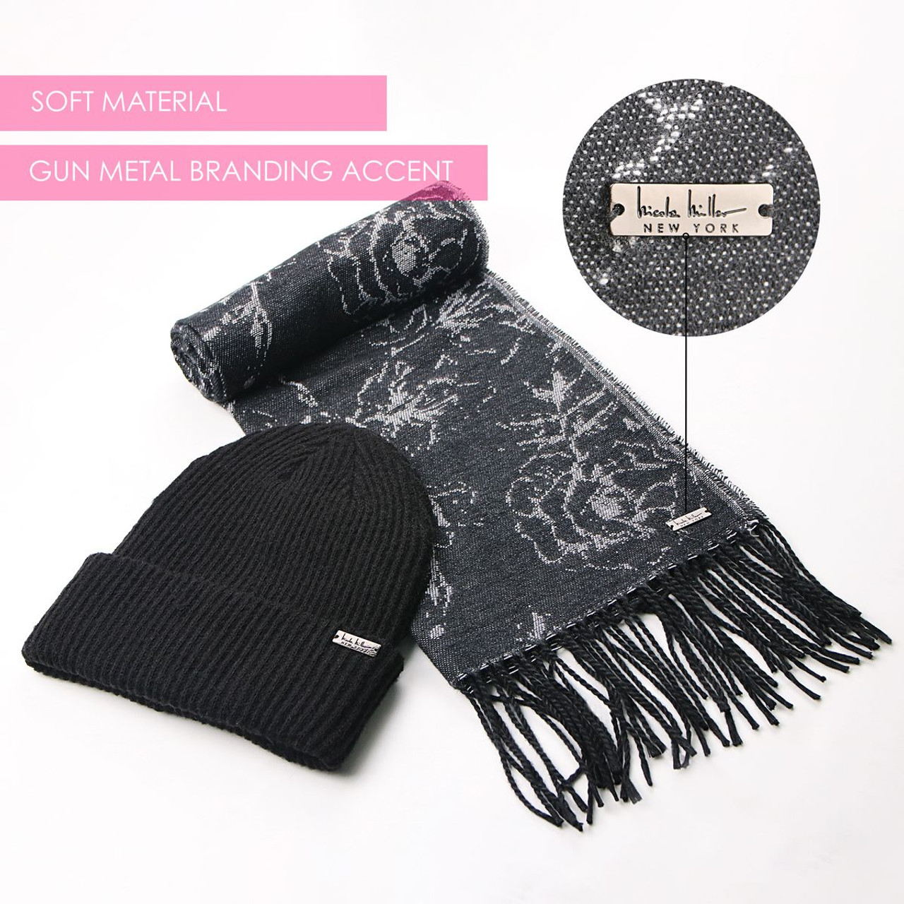 Nicole Miller New York Hanging Scarf and Beanie Set product image