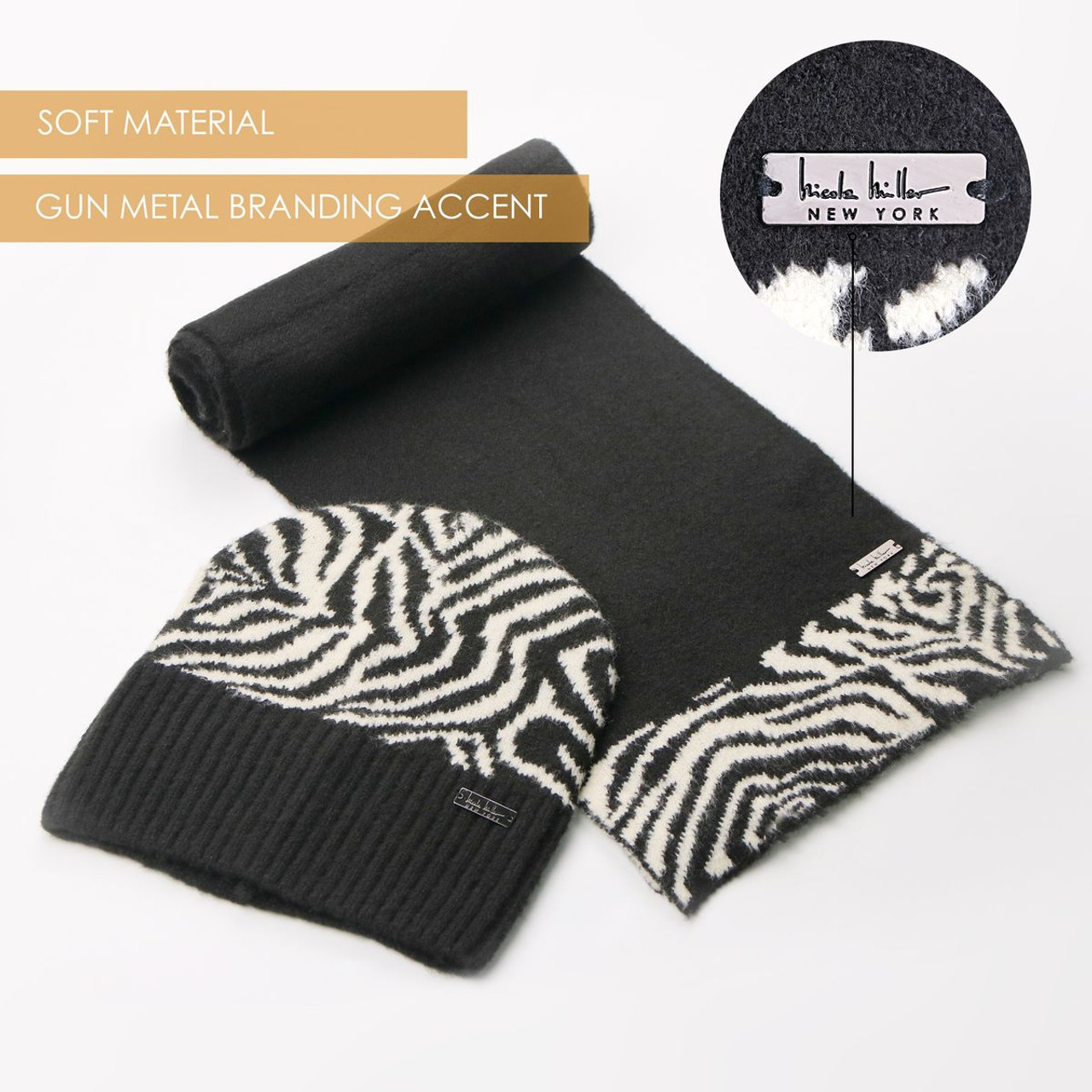Nicole Miller New York Hanging Scarf and Beanie Set product image