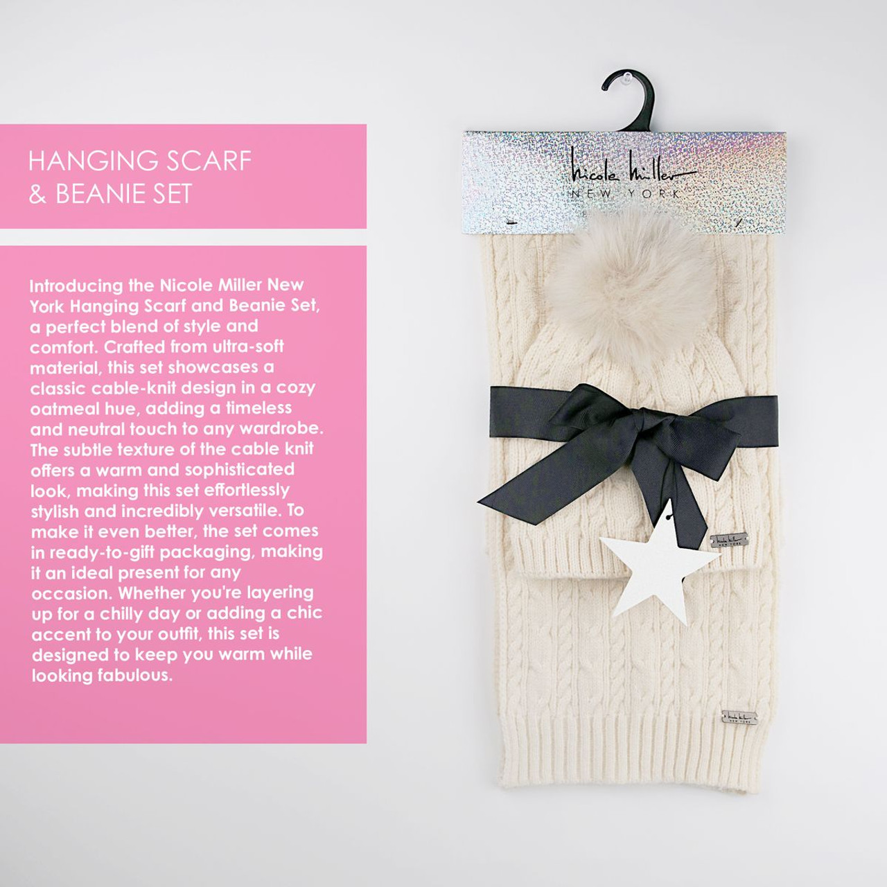 Nicole Miller New York Hanging Scarf and Beanie Set product image