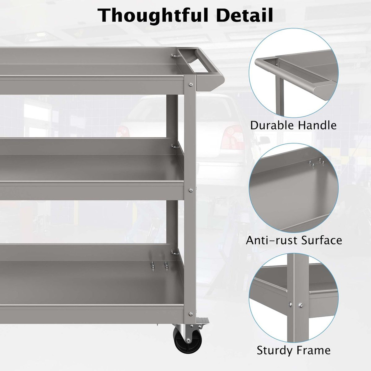 3-Tier Rolling Metal Utility Cart  product image