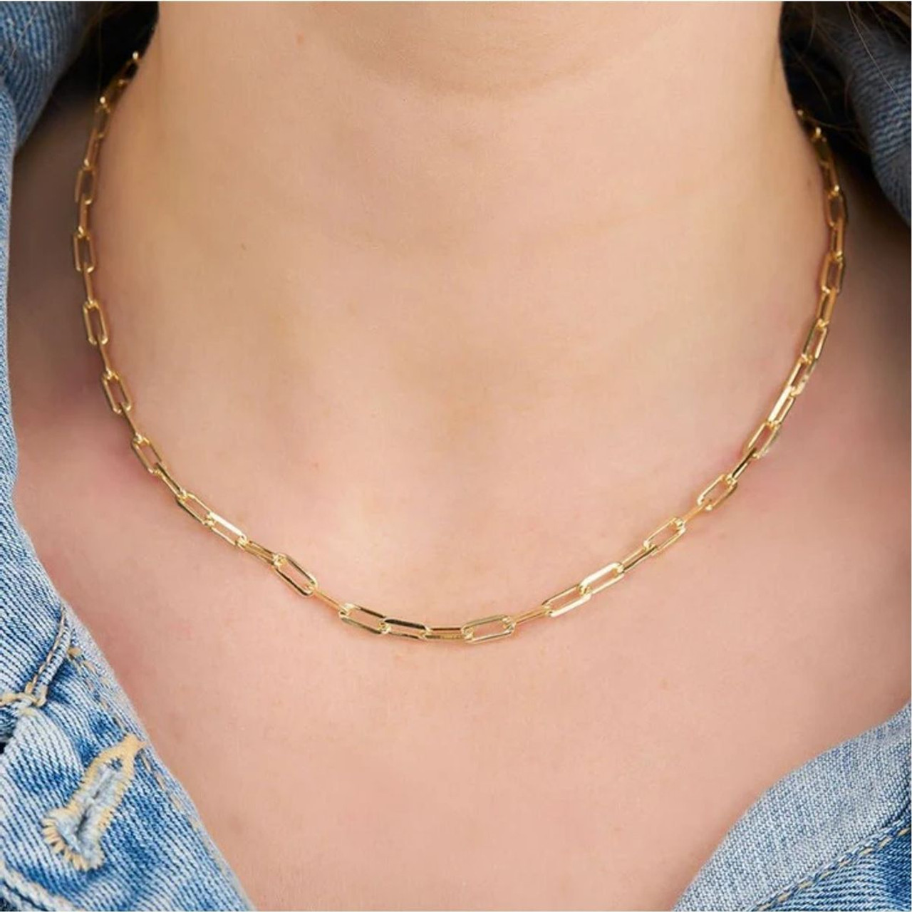 18/20/24-Inch 18K Gold Paperclip Link Chain Necklace product image