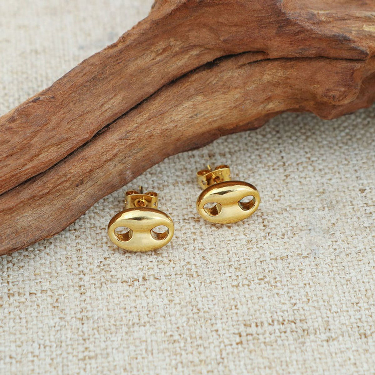 14K Gold Overlay Mariner Stud Earrings product image