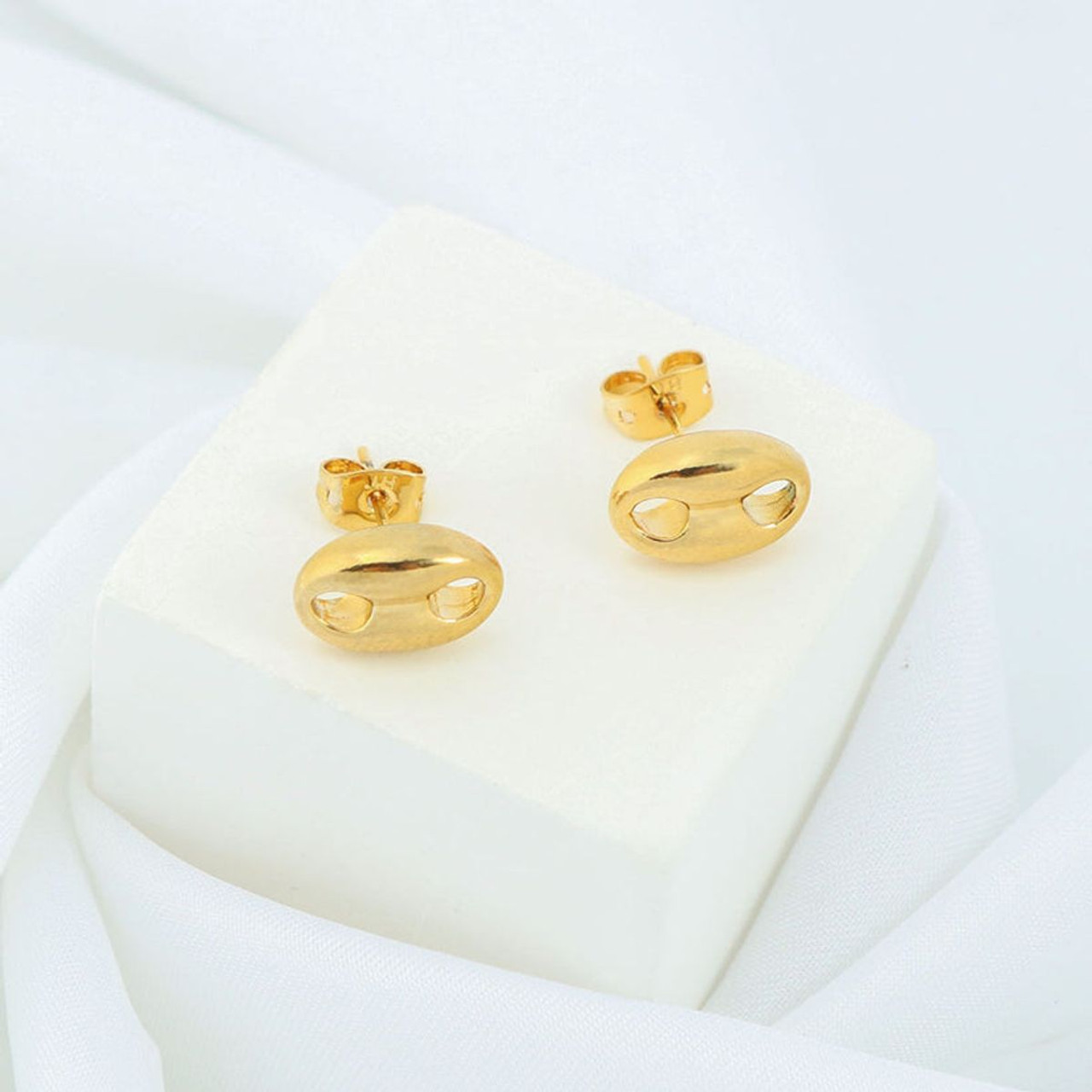 14K Gold Overlay Mariner Stud Earrings product image
