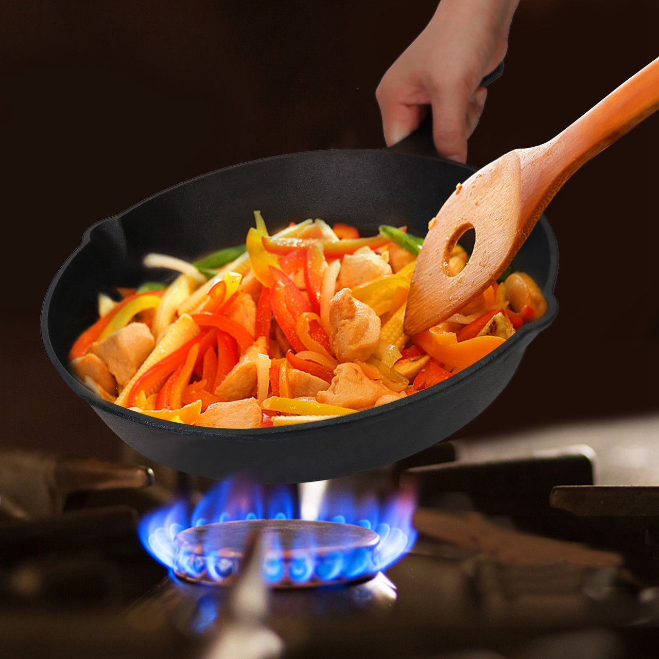 3-Piece Pre-Seasoned Nonstick Cast Iron Skillet Set product image
