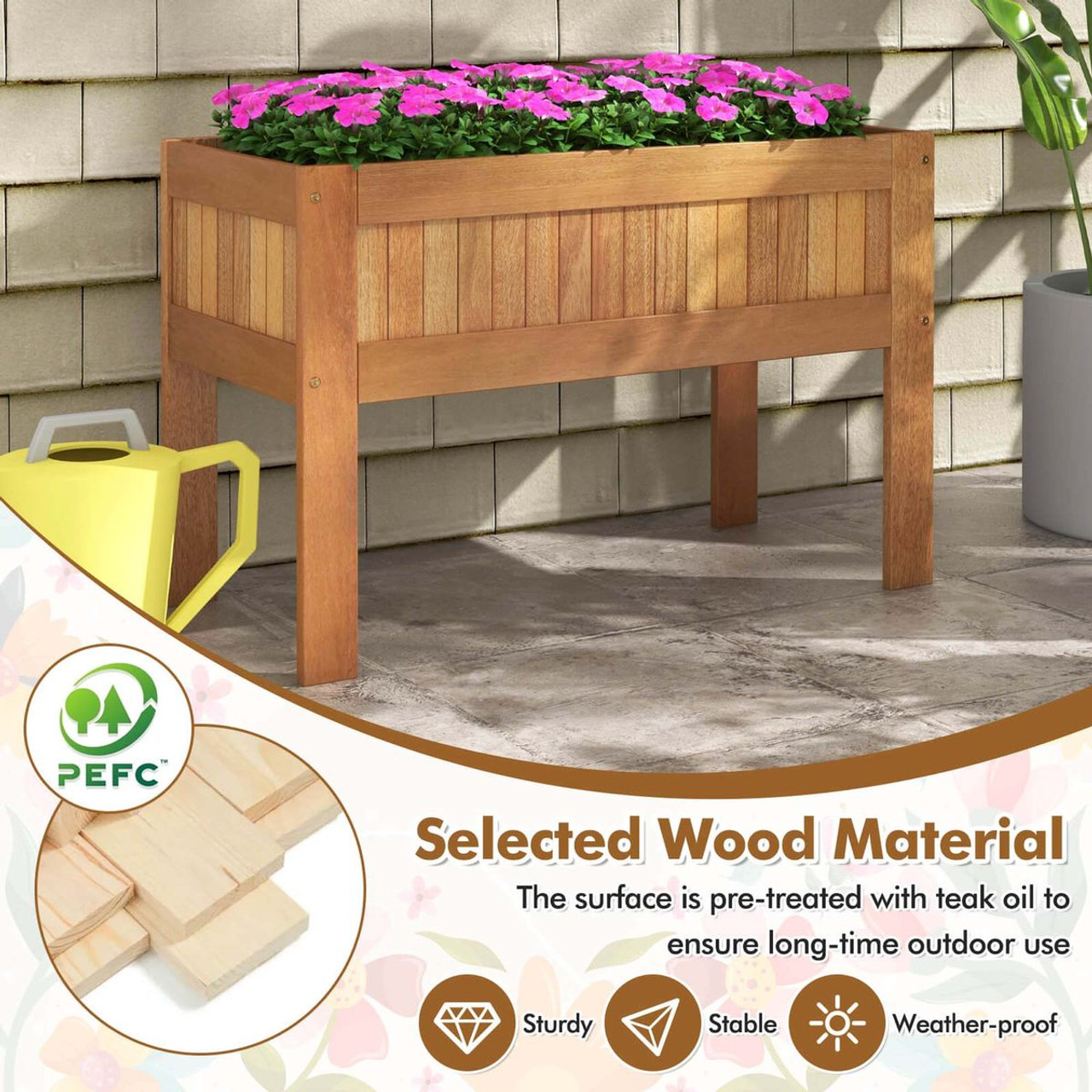 Solid Wood Elevated Planter Box with Legs product image