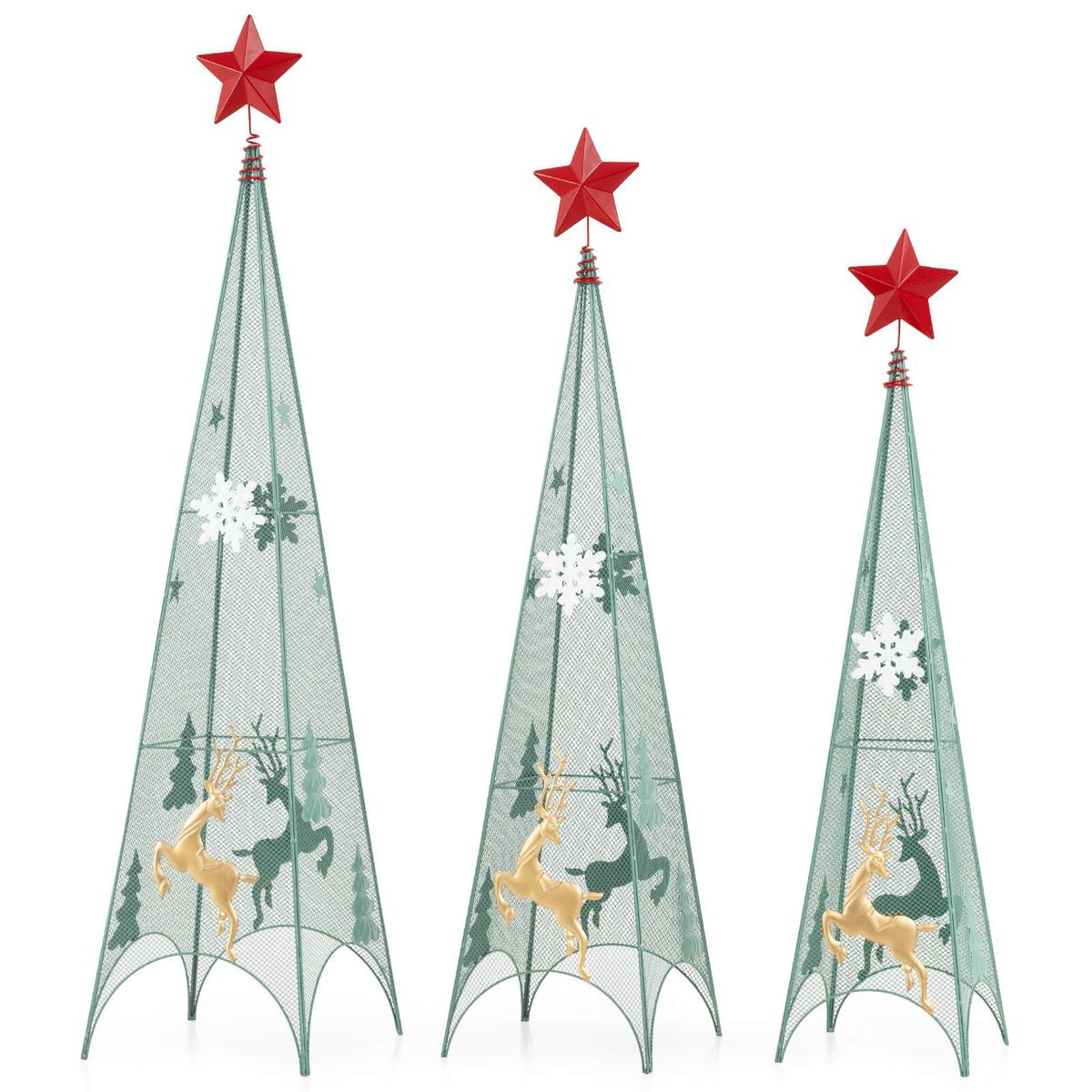 Set of 3 Tower Christmas Trees with Star Toppers  product image