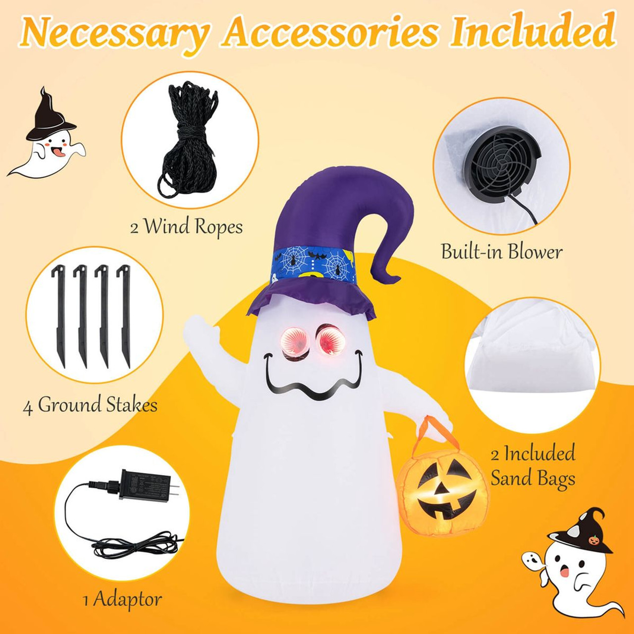 6Ft Halloween Inflatable Ghost with Jack-O-Lantern  product image