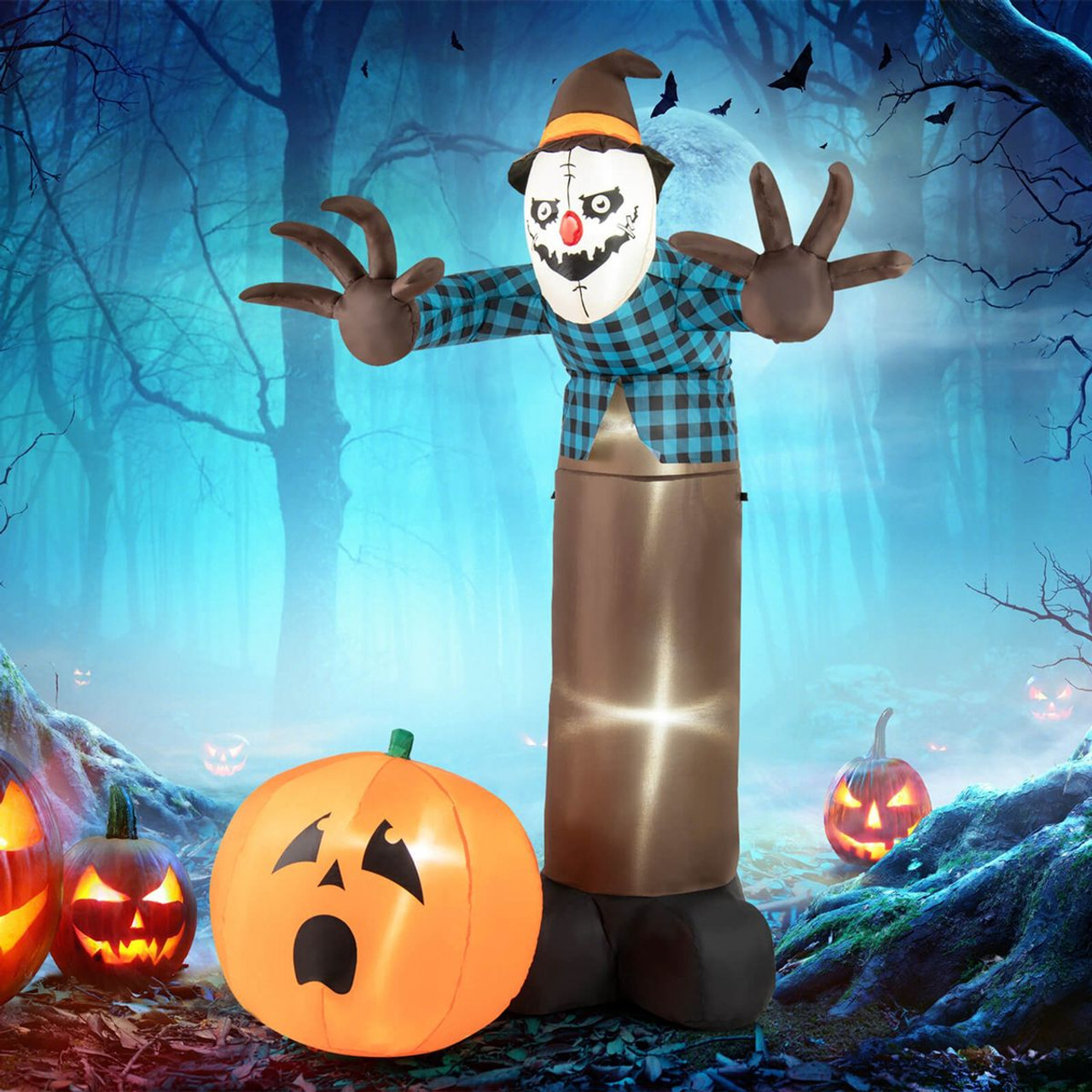 7FT Inflatable Haunted Scarecrow Yard Decoration with Built-in LED Lights product image