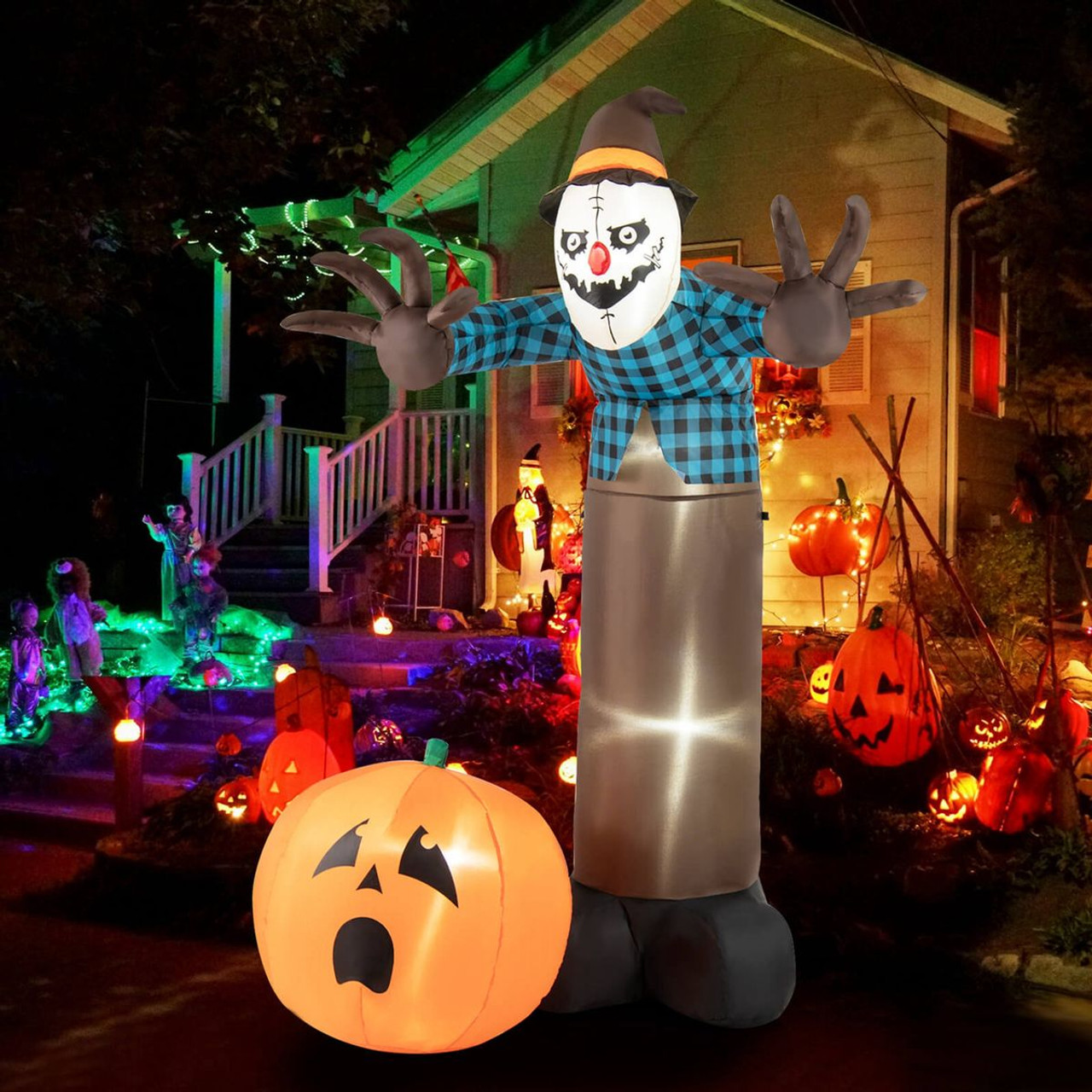 7FT Inflatable Haunted Scarecrow Yard Decoration with Built-in LED Lights product image