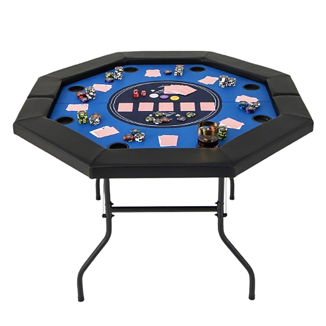 48-Inch 8-Player Foldable Poker Table with Carrying Bag & Cup Holders product image