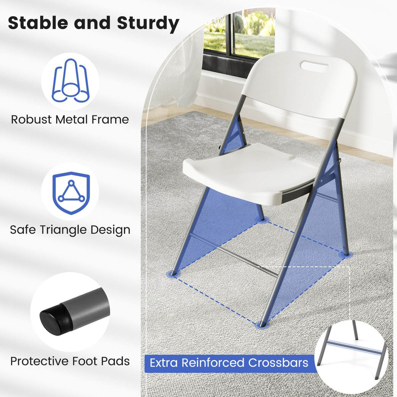 Folding Stackable Chair with Metal Frame & Carrying Handle (4 to 12-Pack) product image