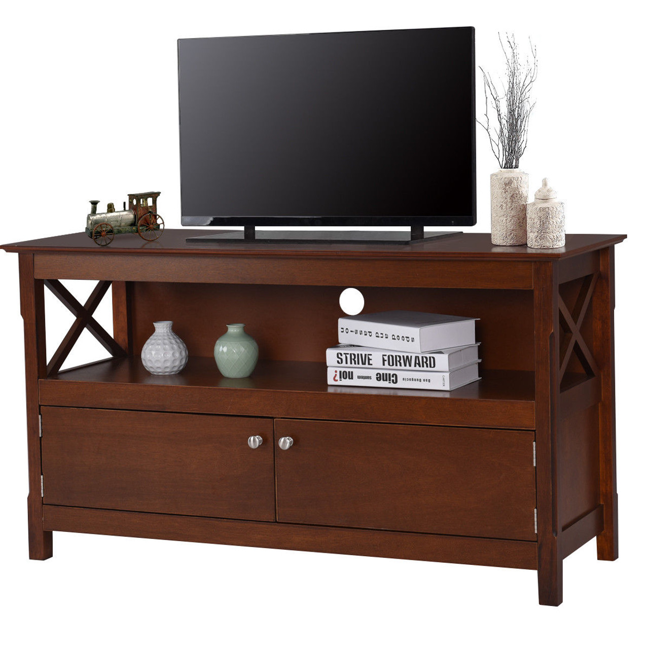 44" TV Stand Console with Wooden Storage Shelf product image