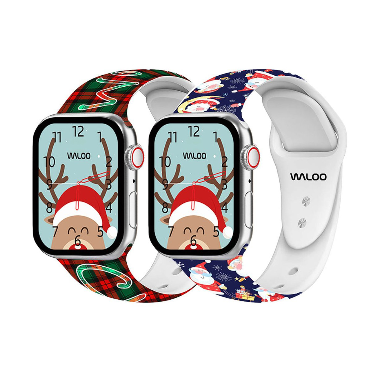 Christmas/Holiday-Fun Silicone Sport Bands for Apple Watch (2-Pack) product image