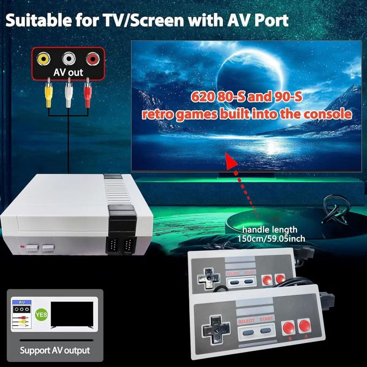 Mini Game Entertainment System with 620 Built-in Classic Games product image