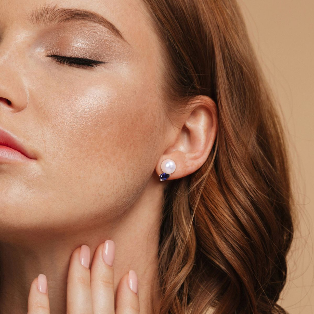  South Sea Pearl and Sapphire Earrings  product image