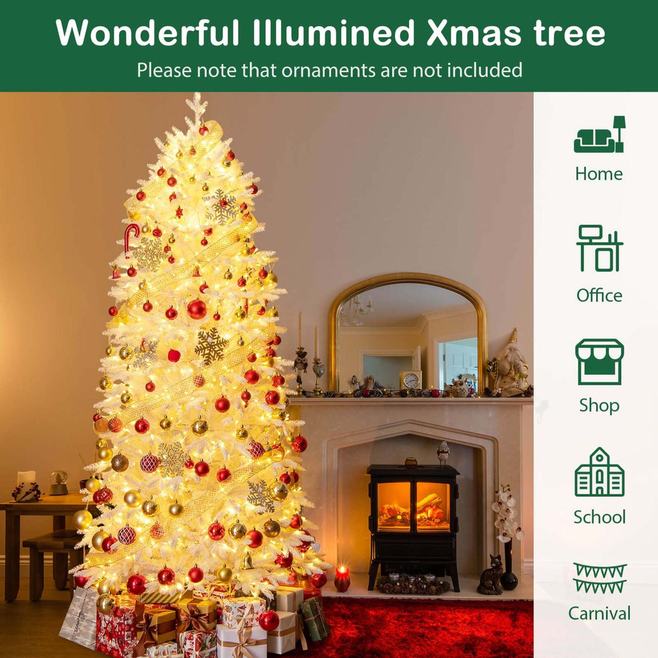 7FT Artificial Christmas Tree with 1880 PVC Branch Tips and LED Lights product image