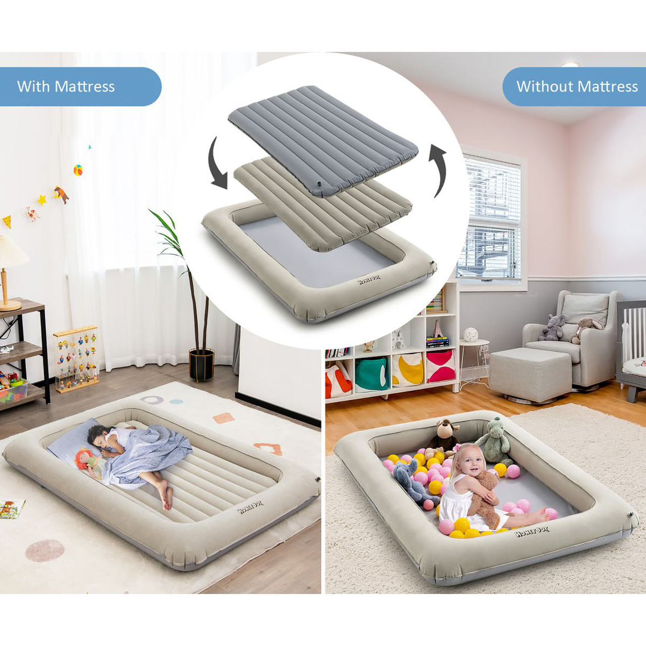 Inflatable Toddler Travel Bed with Electric Pump & Raised Bed Rails product image