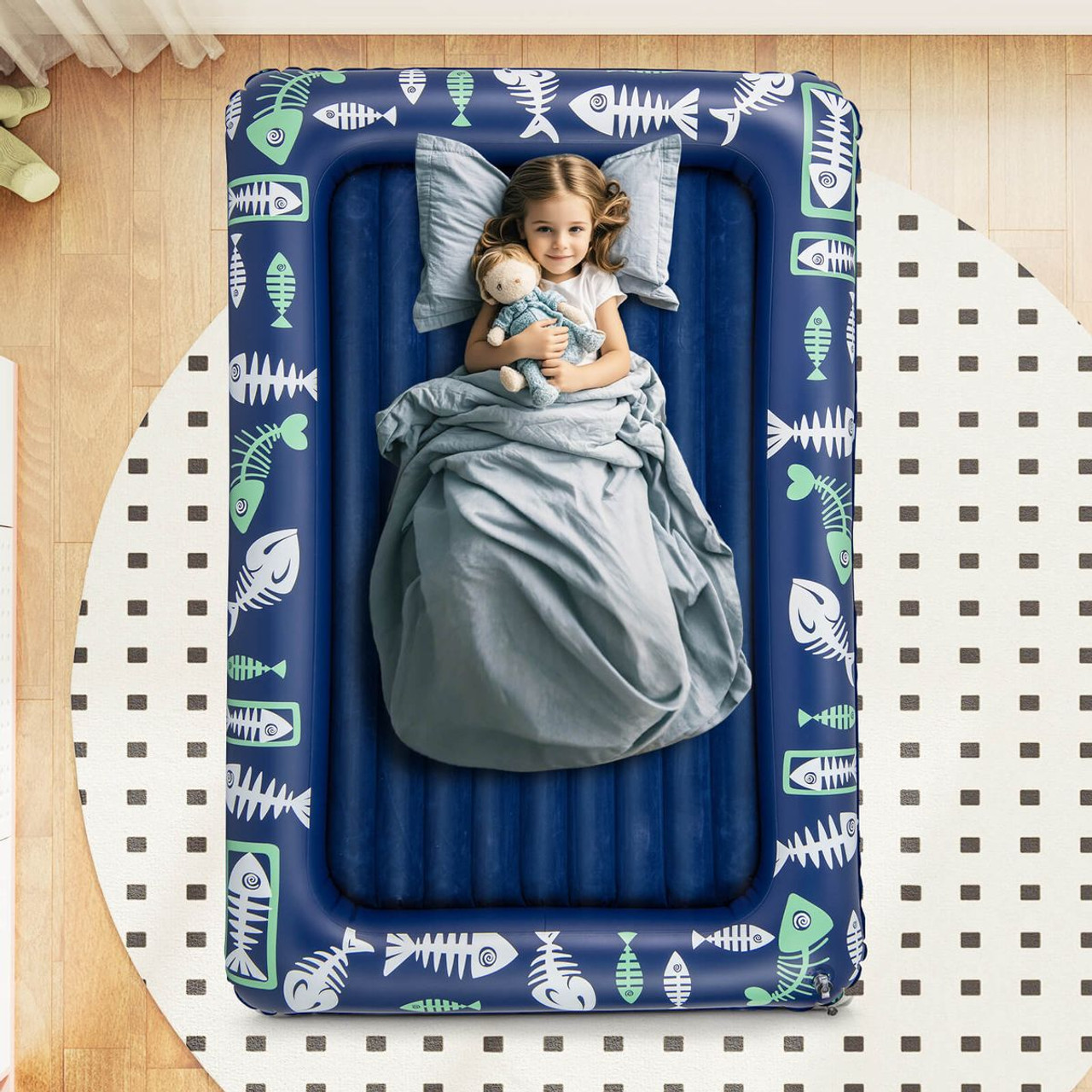 Inflatable Toddler Travel Bed with Electric Pump & Raised Bed Rails product image