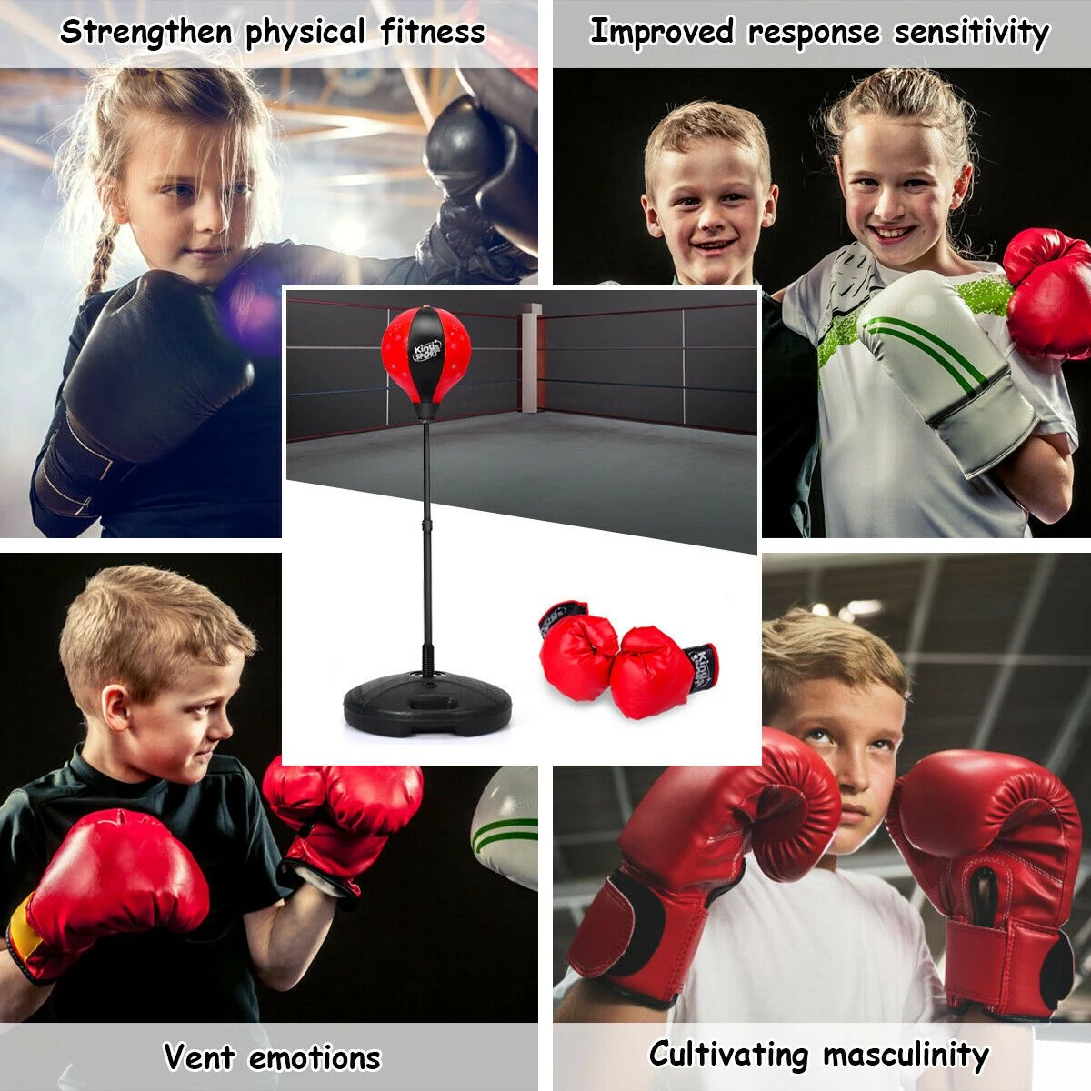 Kids' Adjustable Punching Bag Set with Boxing Gloves product image