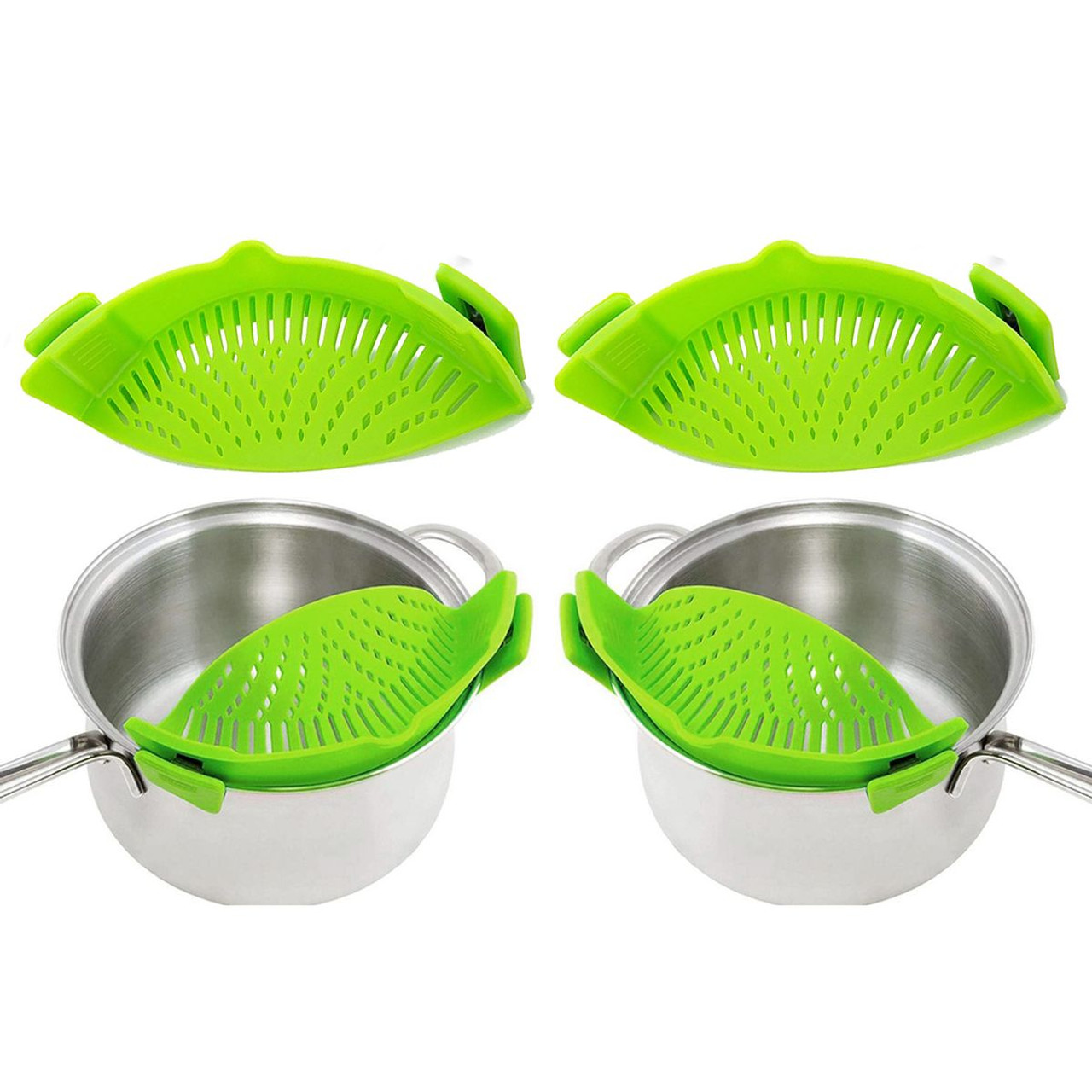 Easy Snap-On Heat Resistance Silicone Kitchen Strainer (2-Pack) product image