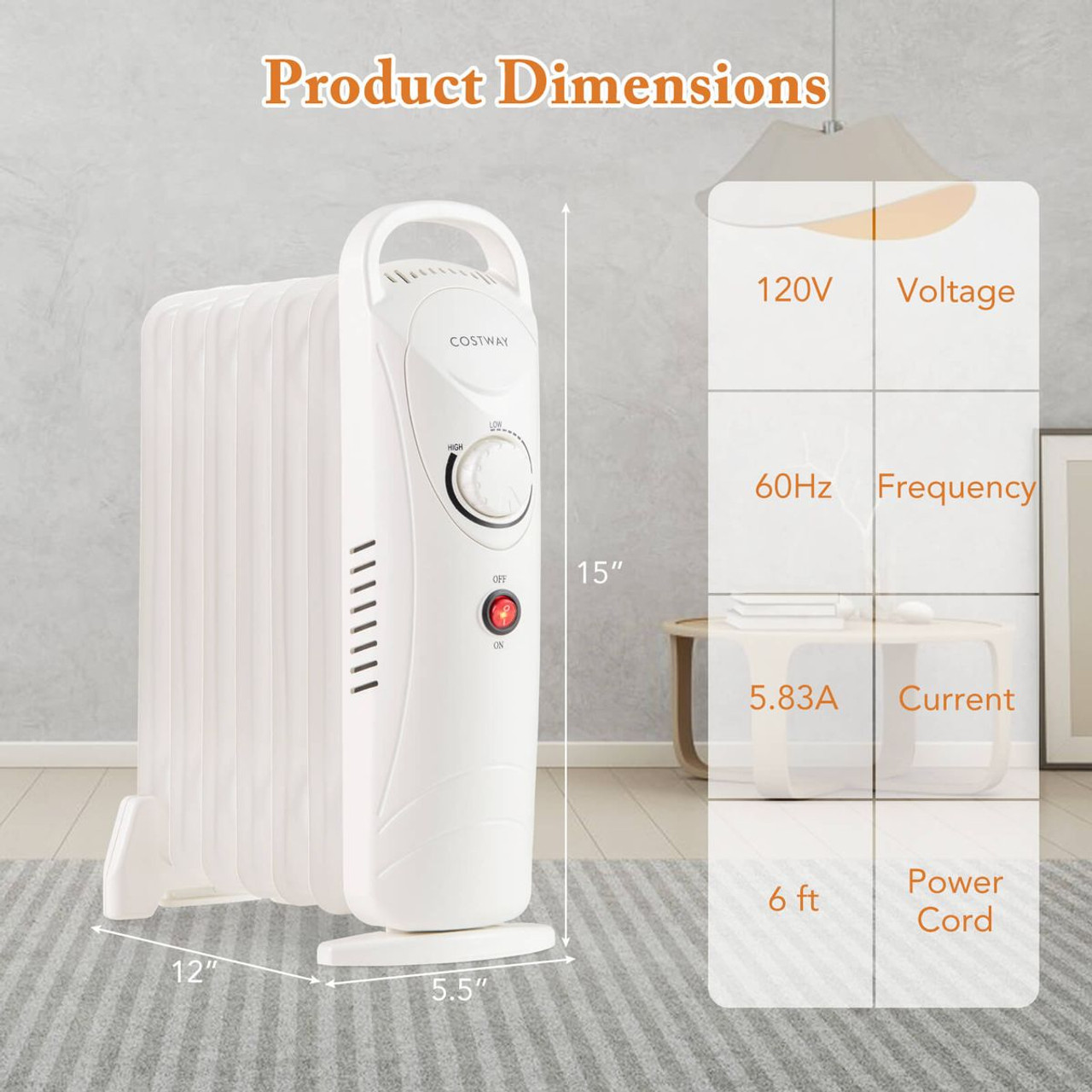 700W Portable Oil Heater with Adjustable Thermostat  product image