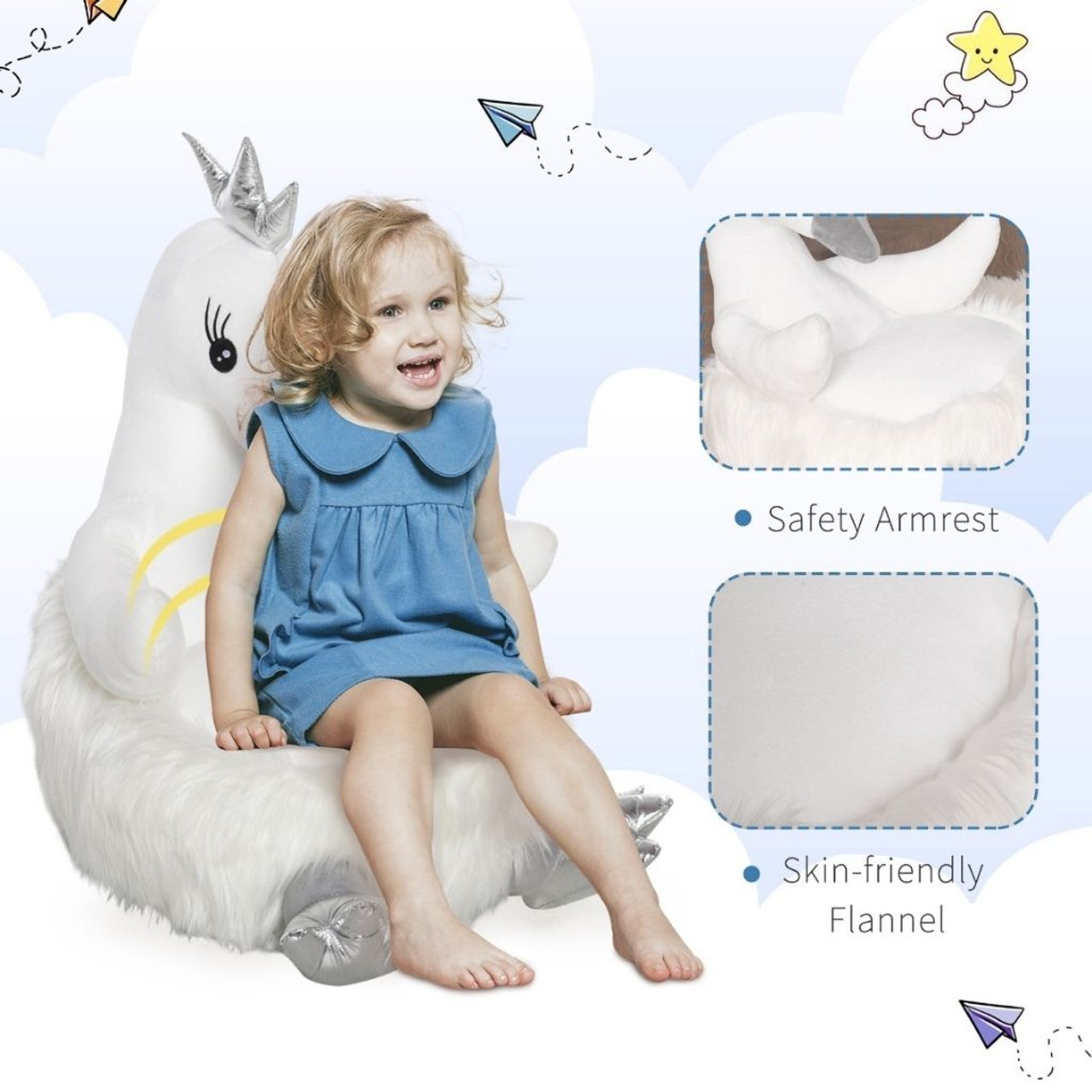 Kids' Swan Stuffed Animal Lounge Chair product image