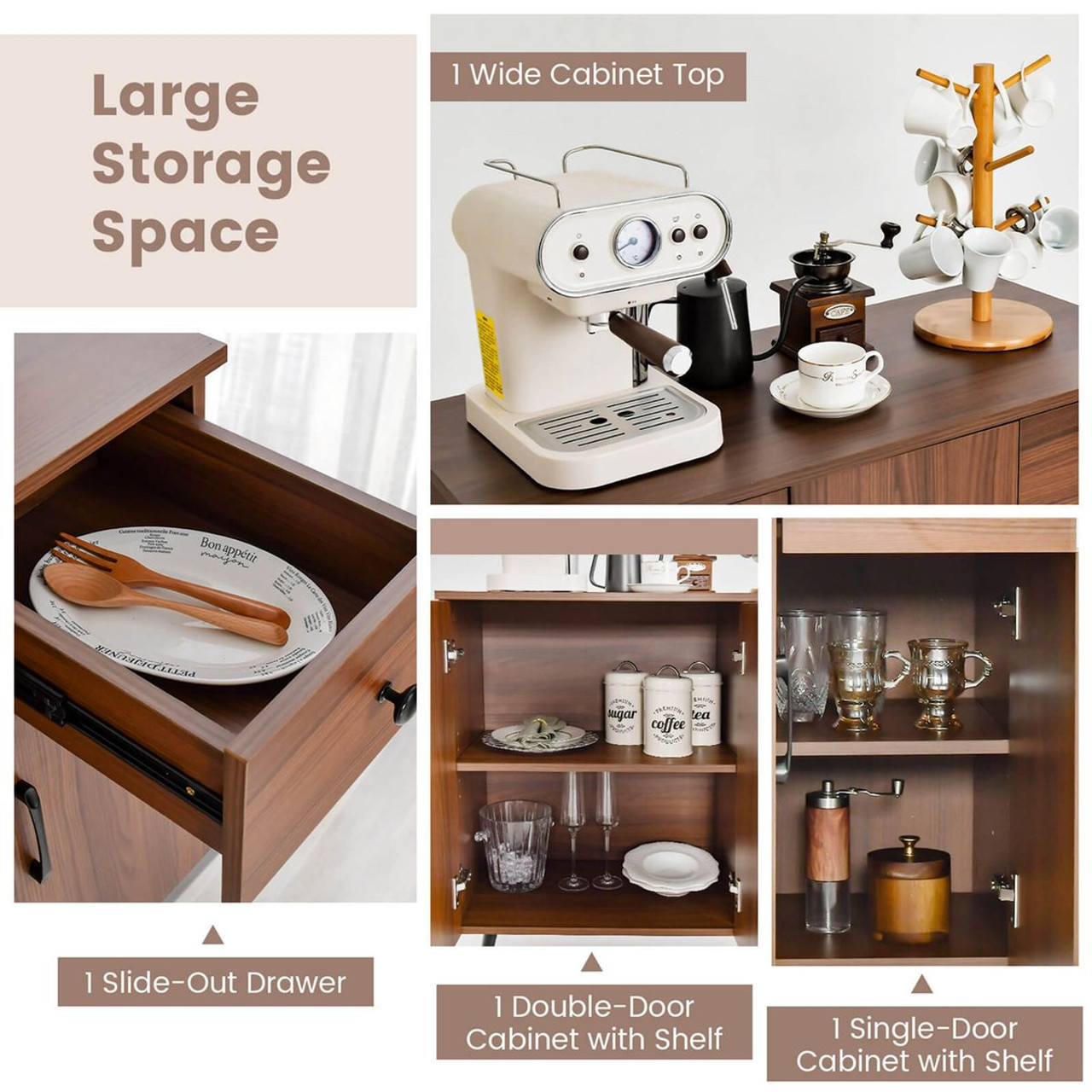 3-Door Buffet Cabinet with Pull-out Drawer  product image