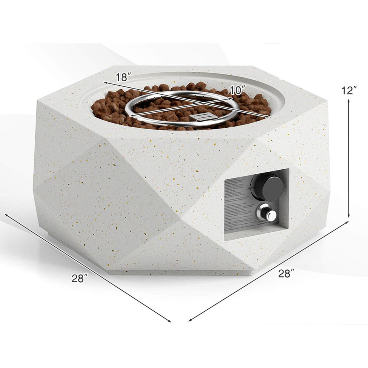 28-Inch Hexagon Terrazzo Propane Fire Pit product image