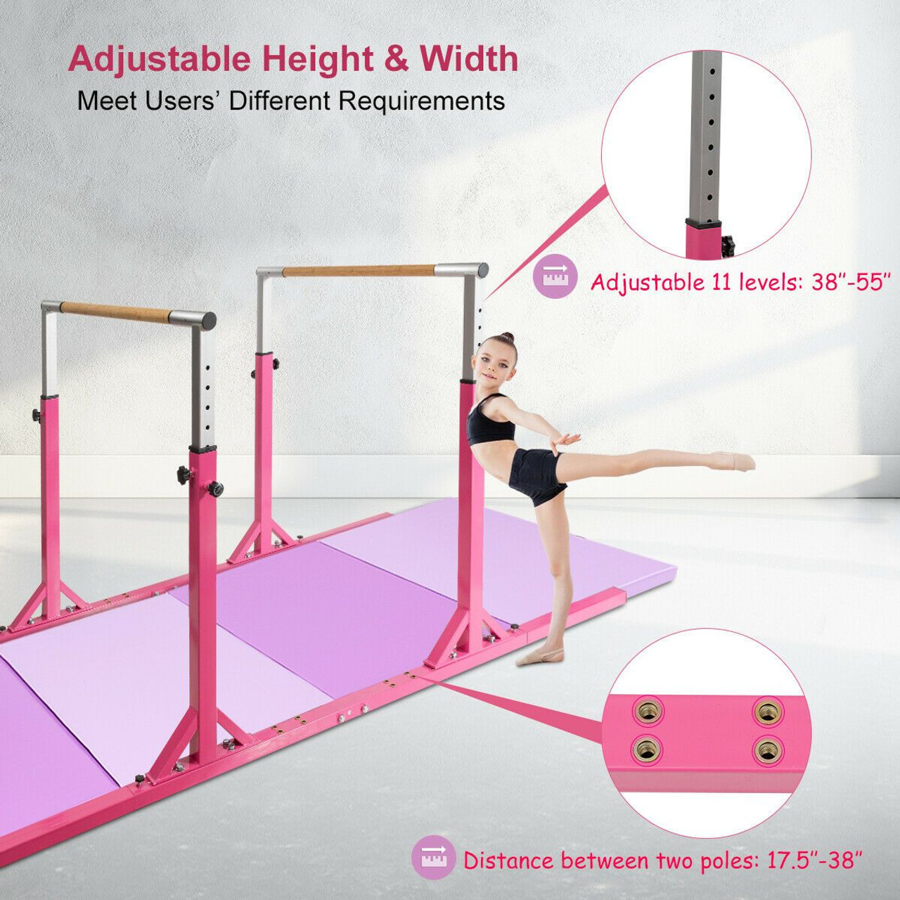 Kids Adjustable Double-Parallel Gymnastics Bars  product image