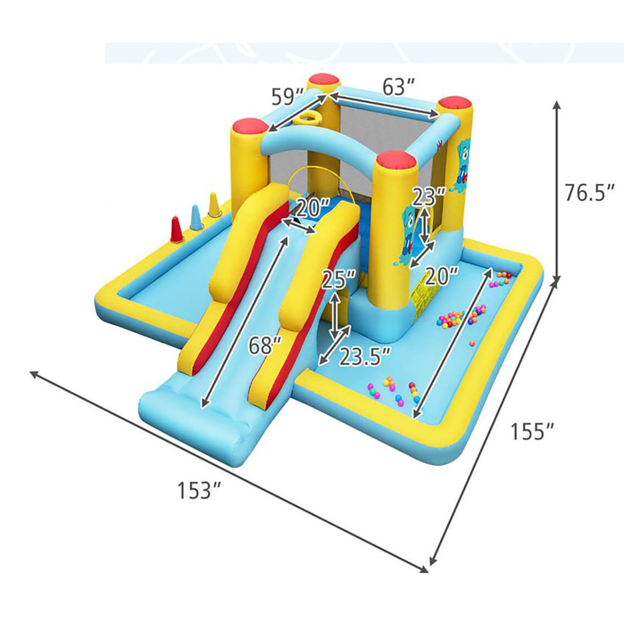 Inflatable Bounce House 7-in-1 Bouncy Castle with Slide and Tunnel (Optional Blower) product image