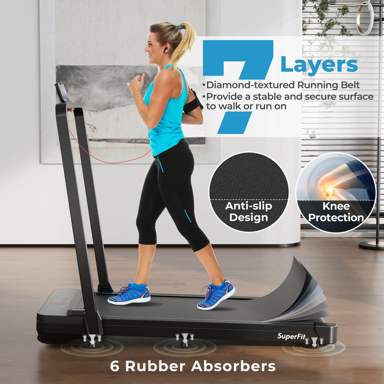 Superfit 2-in-1 Folding Treadmill Walking Pad with Remote and App Control product image