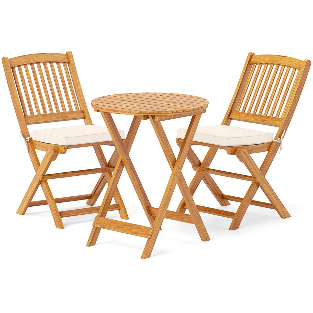 3-Piece Folding Acacia Wood Patio Bistro Set product image