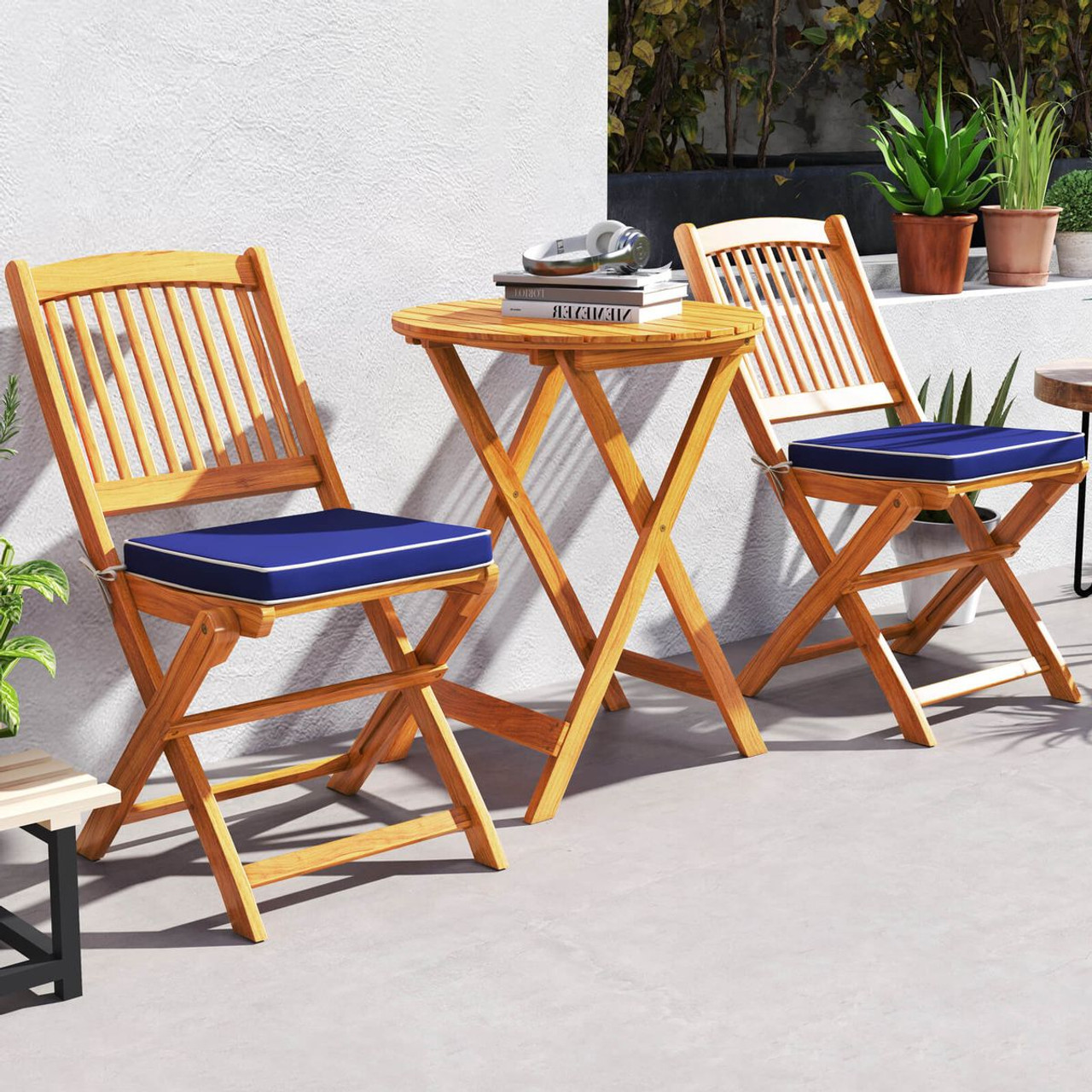 3-Piece Folding Acacia Wood Patio Bistro Set product image