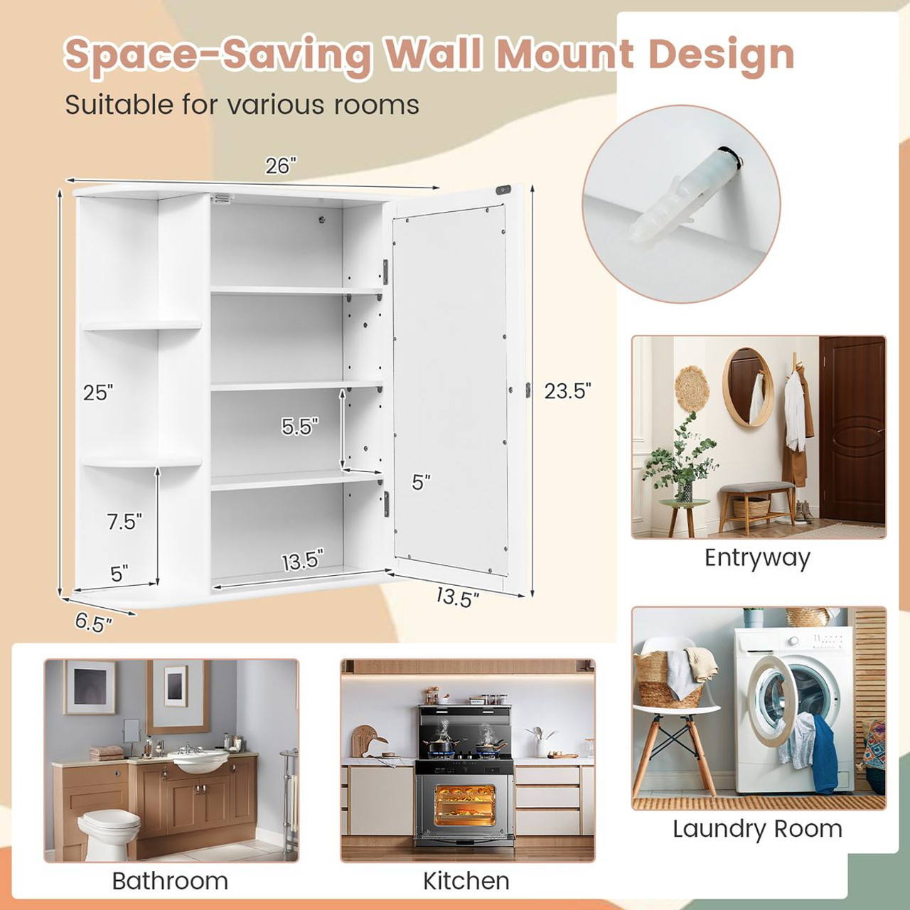 Mirrored Wall-Mounted Bathroom Vanity product image