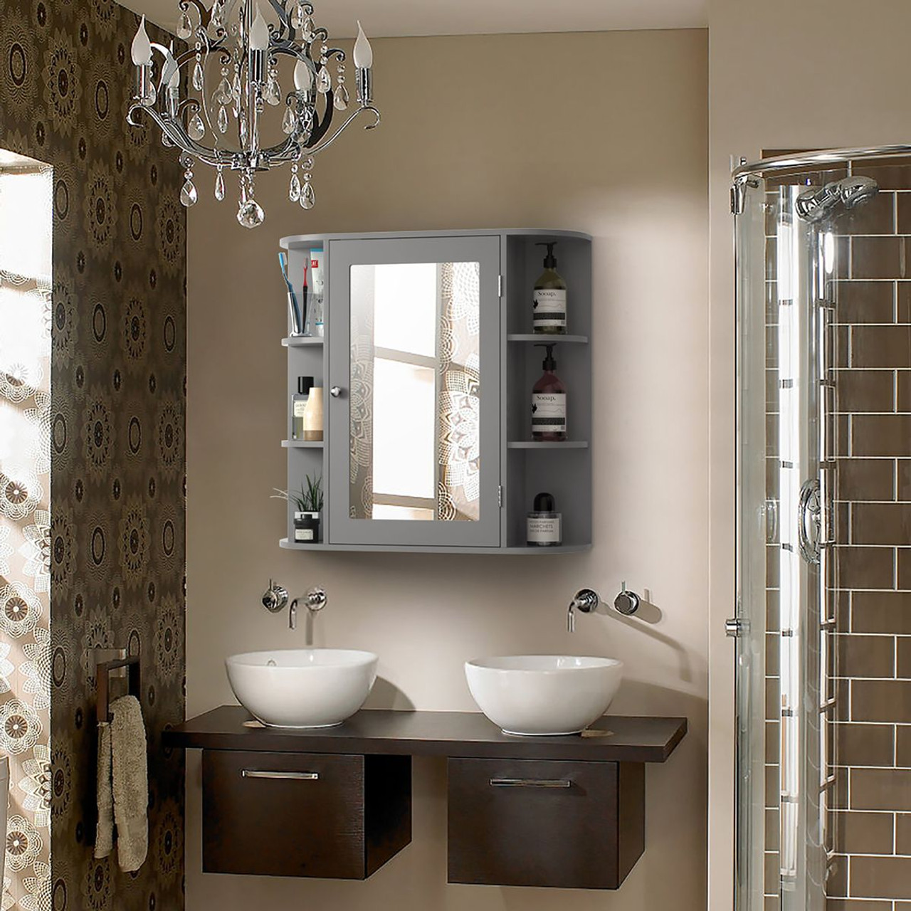 Mirrored Wall-Mounted Bathroom Vanity product image