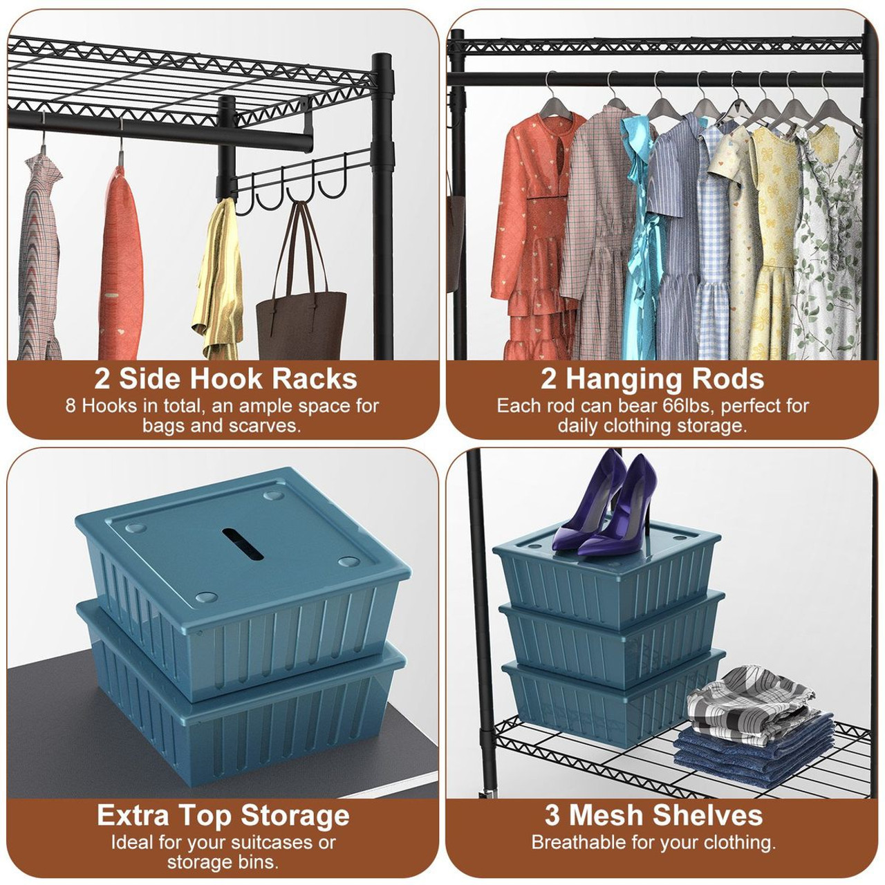 2-Tier Clothing Rack with Cover product image
