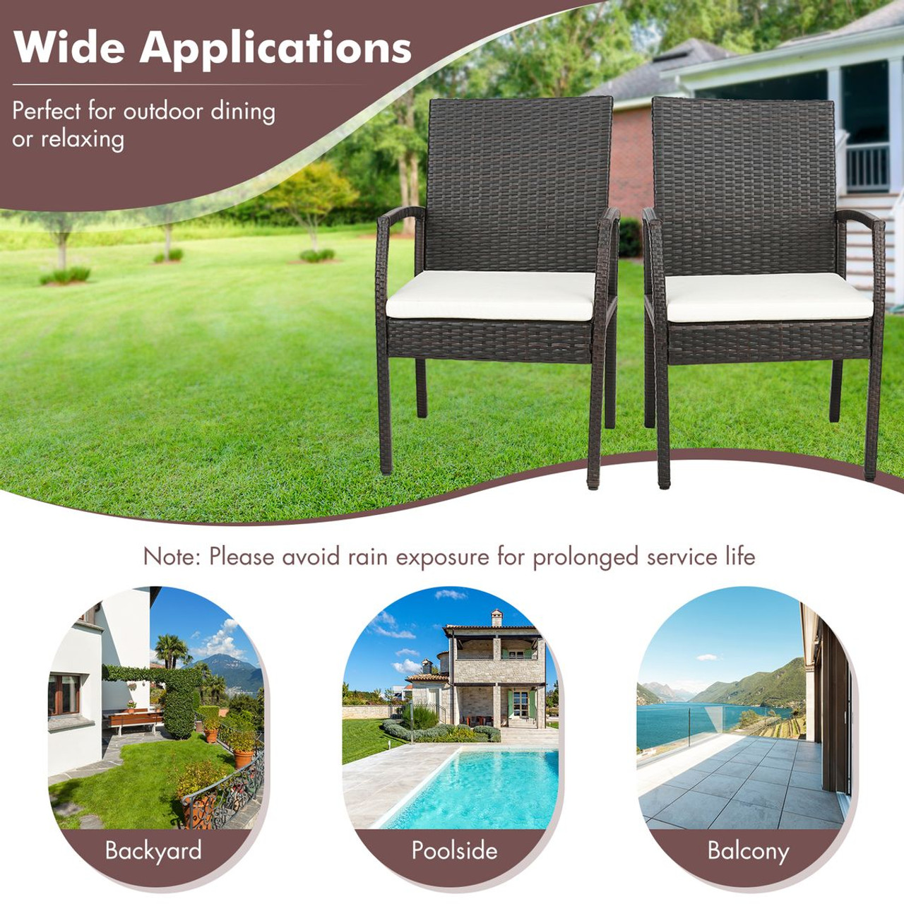 7-Piece Patio Wicker Dining Set with Acacia Wood Tabletop product image