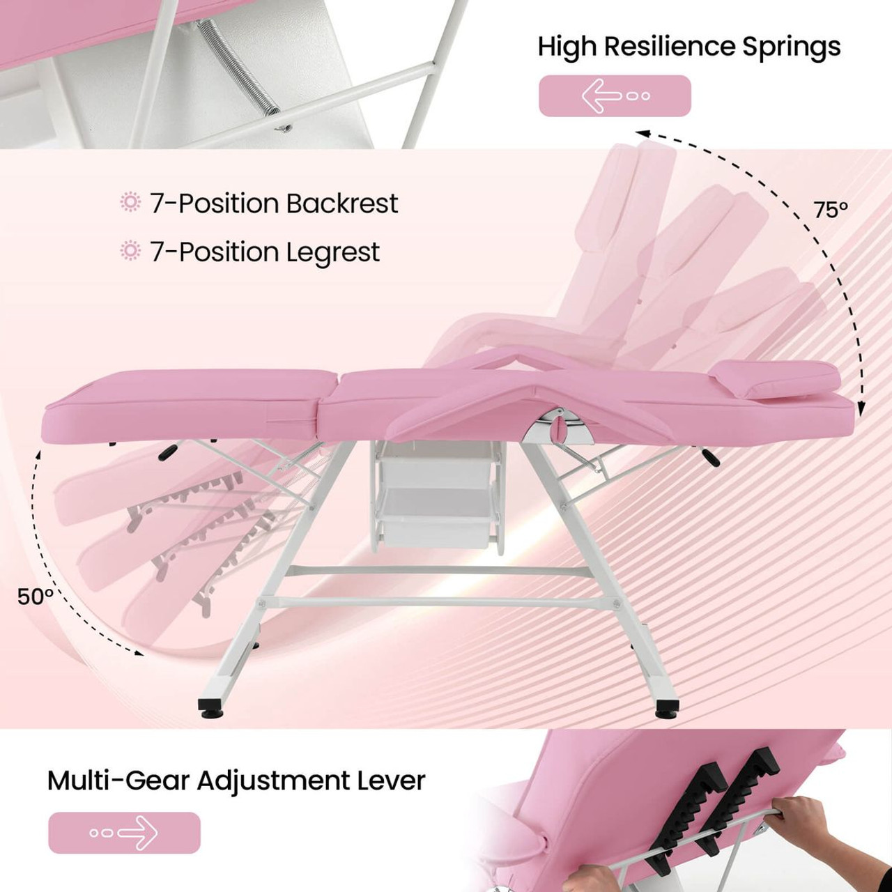 72-Inch Facial Chair with Hydraulic Salon Stool product image