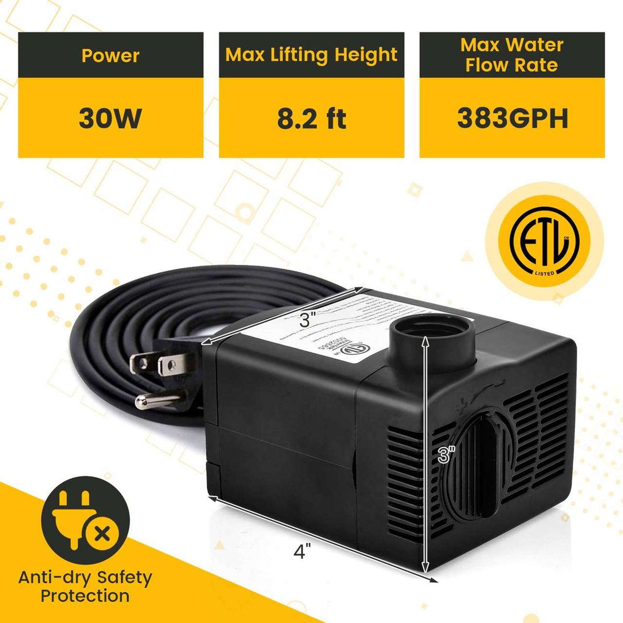 240GPH Submersible Pump (900L/H, 22W) product image