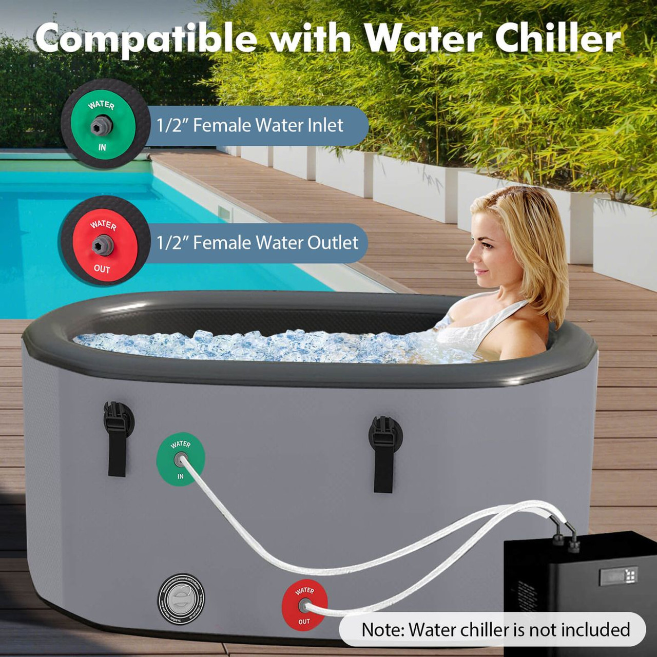 XL 129 Gal Oval Ice Bath Tub with Cover product image