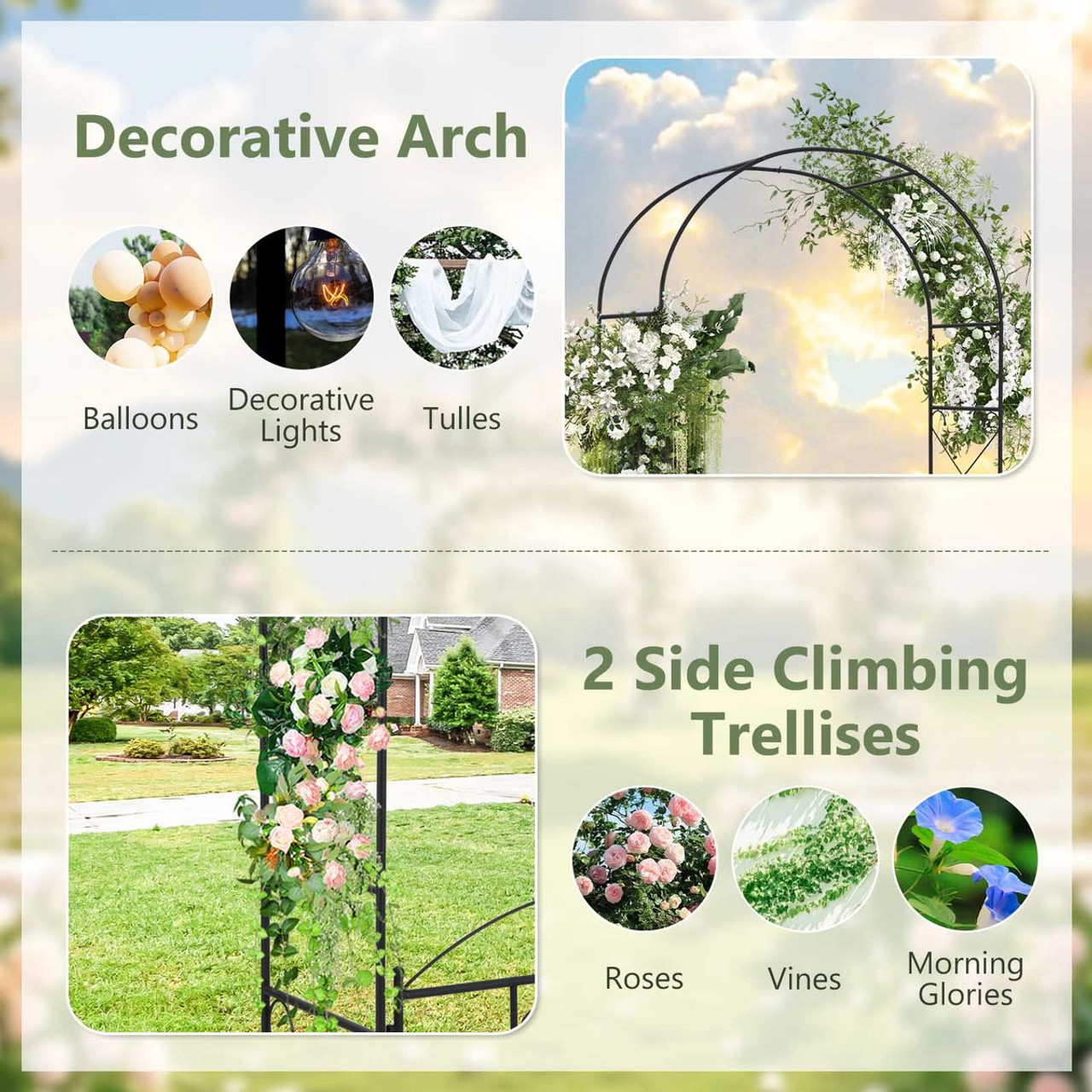 2-in-1 Garden Arbor Decorative Arch product image