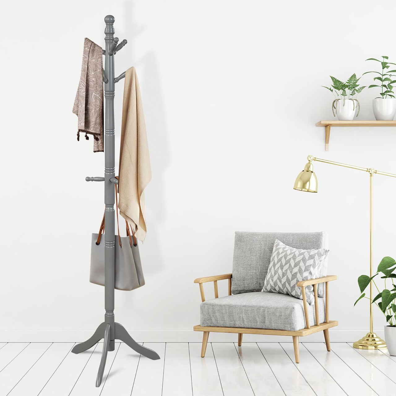Height-Adjustable Entryway Coat Stand with 9 Hooks product image