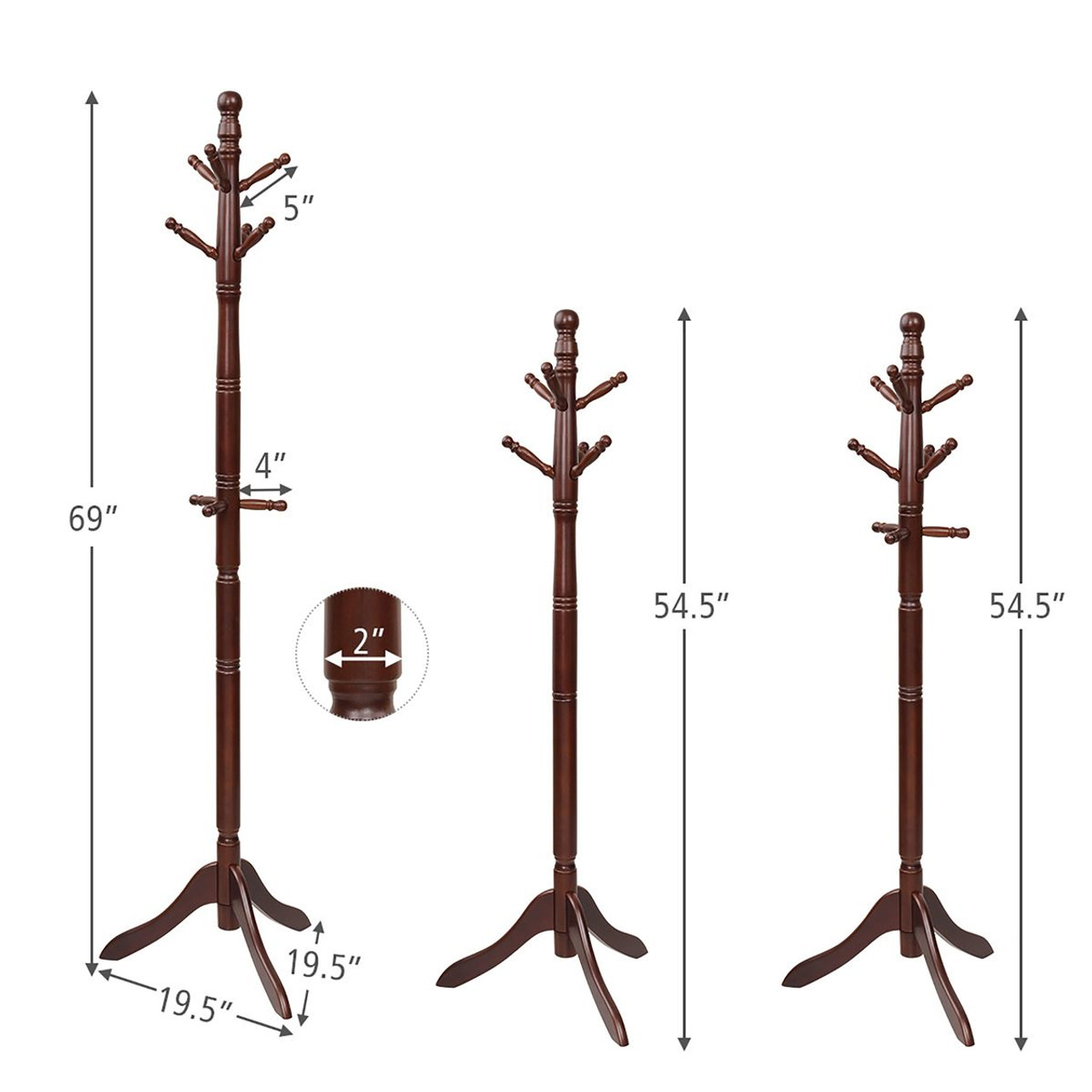 Height-Adjustable Entryway Coat Stand with 9 Hooks product image