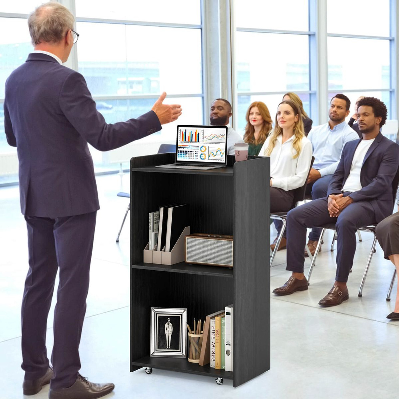 41" Presentation Podium with 2 Storage Shelves product image