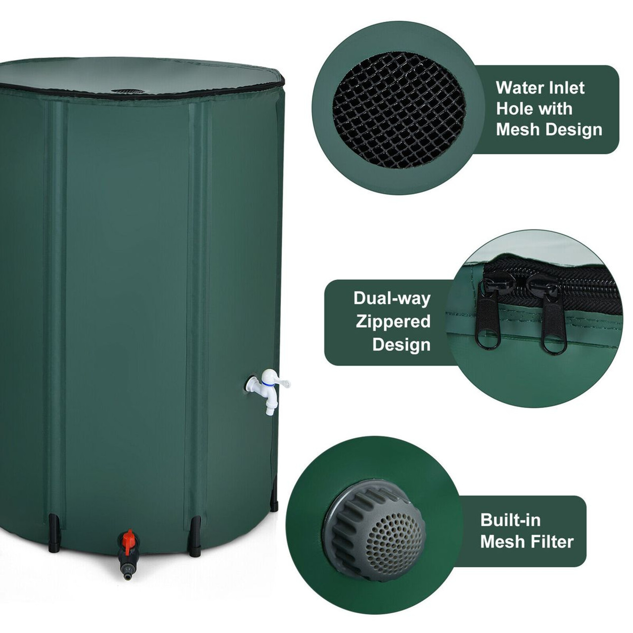 100-Gallon Collapsible Portable Rain Barrel Water Collector with Spigot product image