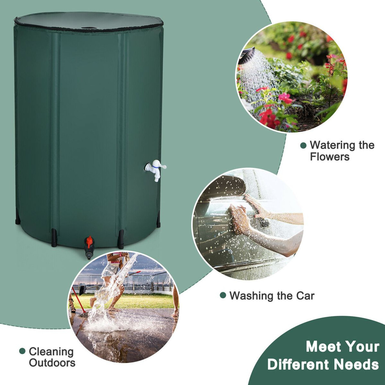 100-Gallon Collapsible Portable Rain Barrel Water Collector with Spigot product image