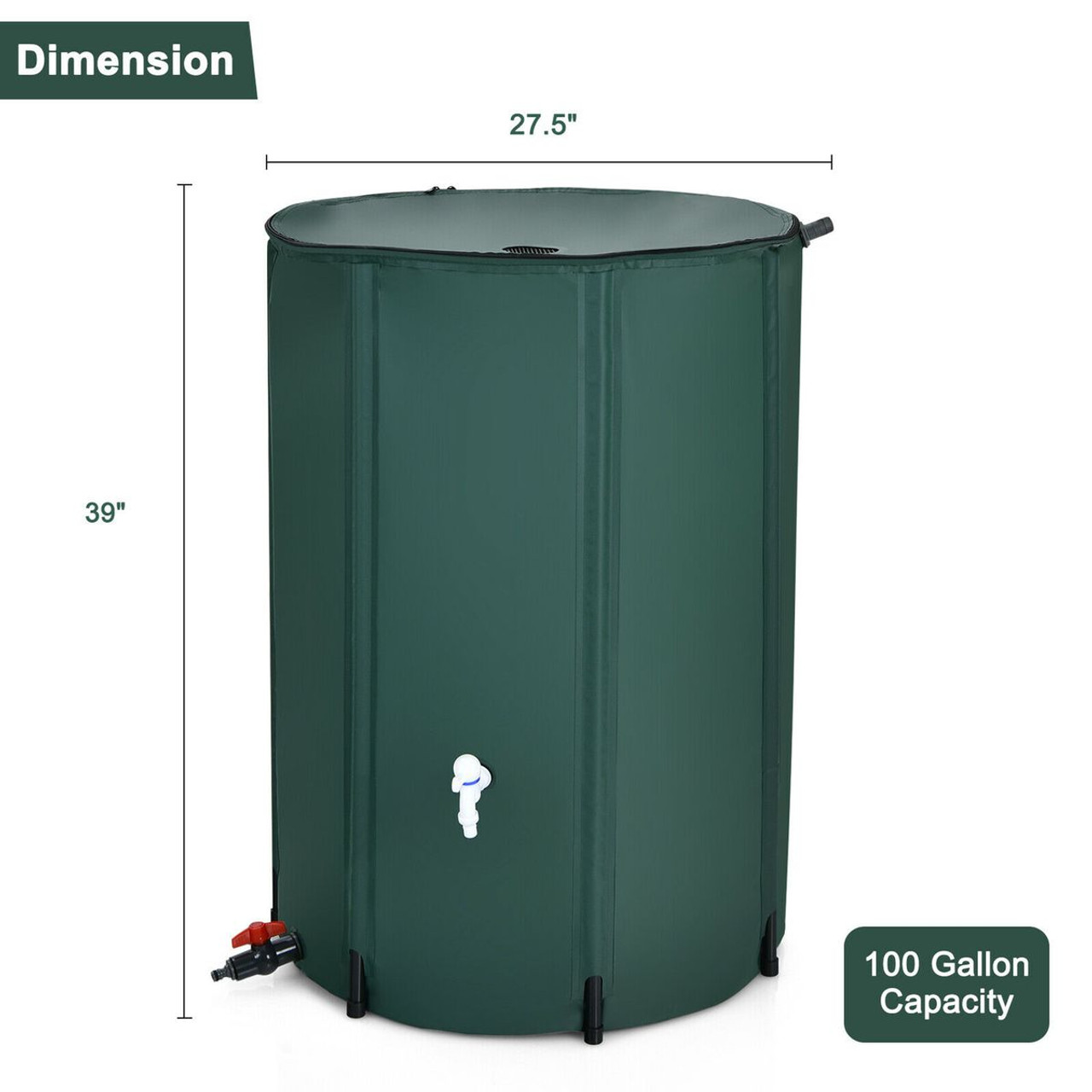 100-Gallon Collapsible Portable Rain Barrel Water Collector with Spigot product image